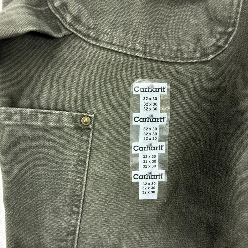 Carhartt Sandstone Bib Overall Double Knee Men 32X30 R06 MOS Green NWT NOS